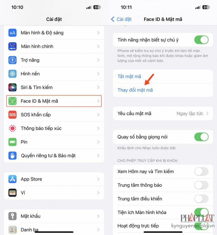 Cách đổi mật mã trên iPhone. Ảnh: MINH HOÀNG