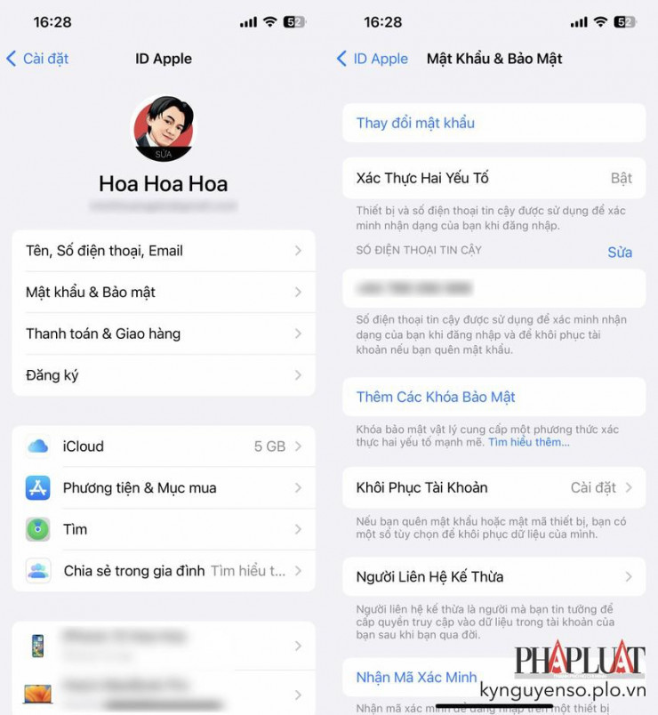 Bật xác thực hai yếu tố trên iPhone. Ảnh: MINH HOÀNG