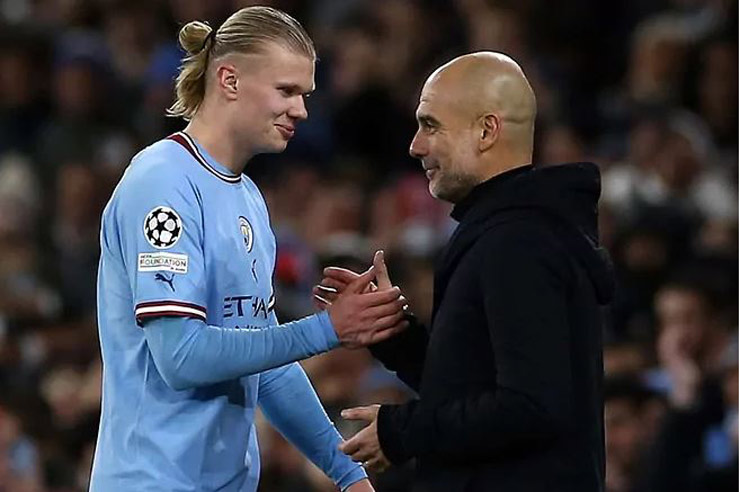 HLV Pep Guardiola tước đi của Erling Haaland cơ hội lập kỷ lục ghi "double hattrick" ở Champions League khiến anh khá bực bội