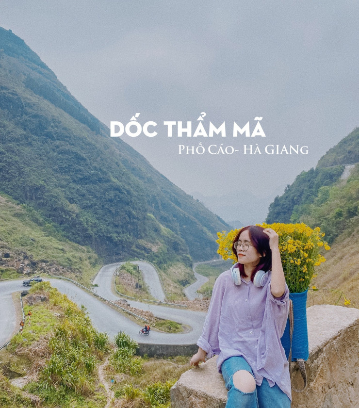 Cô nàng check-in ở con dốc nổi tiếng.