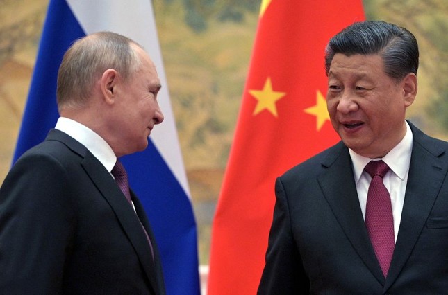 Chủ tịch Trung Quốc Tập Cận Bình đón Tổng thống Nga Vladimir Putin thăm Bắc Kinh tháng 2/2022. Ảnh: Xinhua