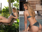 Thể thao - &quot;Nữ thần&quot; tennis Bouchard bên bể bơi, mặc bikini leo cây khoe ảnh mới