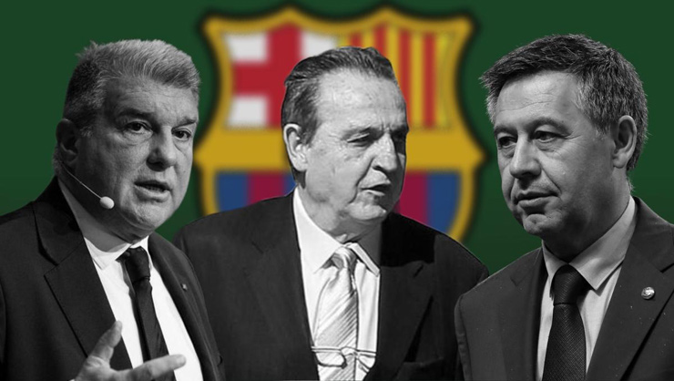 Barca bị tố móc ngoặc với ông Jose Maria Enriquez Negreira (giữa) để thao túng các trọng tài&nbsp;