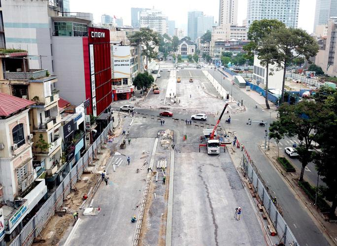 Đường Lê Lợi tái lập mặt bằng sau khi thi công gói thầu thuộc dự án metro số 1 (Bến Thành - Suối Tiên).