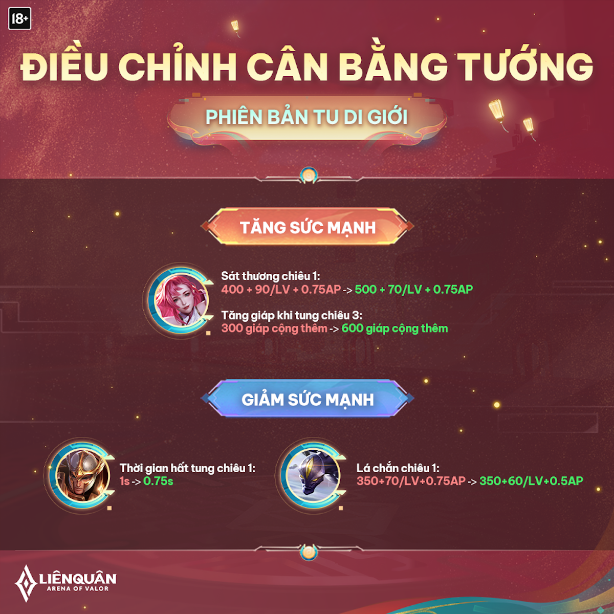 Liên Quân Mobile: Tướng Điêu Thuyền, Thane và Zill vừa tăng sức mạnh - 1