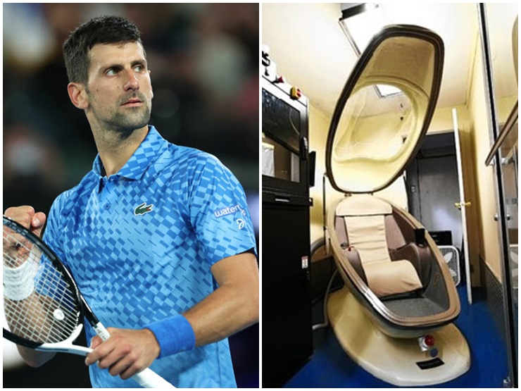 Novak Djokovic và thiết bị hình quả trứng đặc biệt.