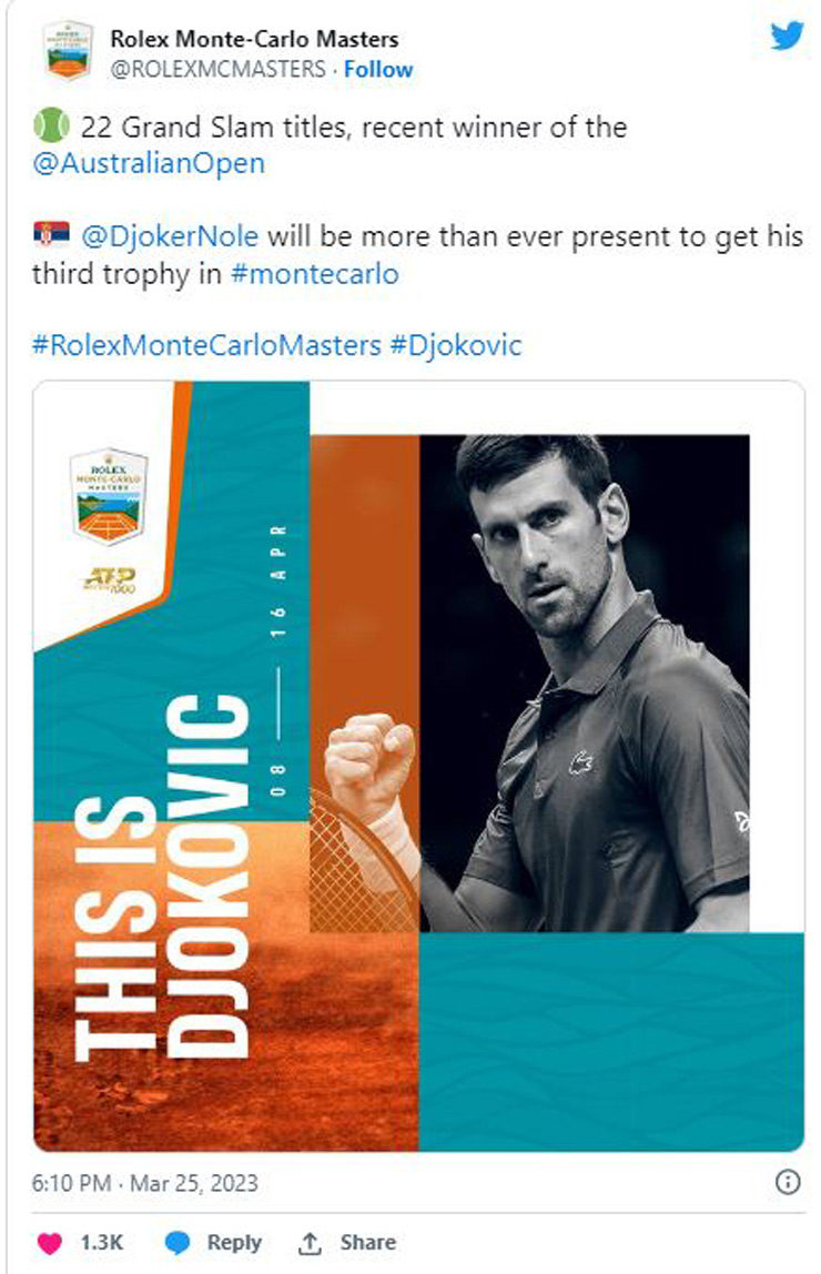 Novak Djokovic được ban tổ chức Monte Carlo Masters xác nhận sẽ dự giải năm nay
