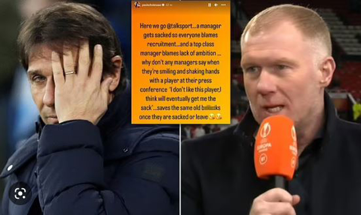 Huyền thoại MU kiêm bình luận viên của kênh BT Sport Paul Scholes đăng thông điệp mỉa mai Conte