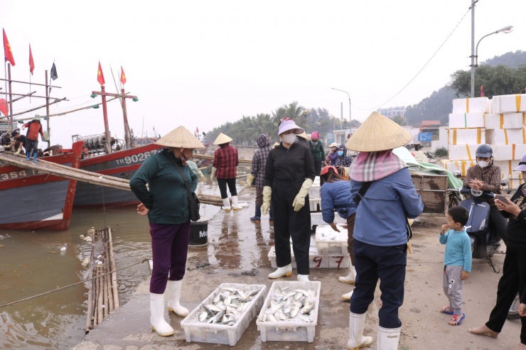 Cảnh buôn bán tập nập tại bãi biển Lạch Trường ngày đầu năm mới.