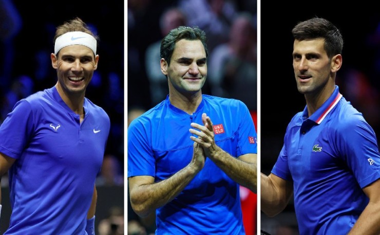 Nadal (bên trái) nói tốt Federer (giữa) nhưng với Djokovic (phải) thì ngược lại