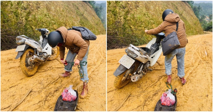 Nghẹn ngào hình ảnh cô giáo cắm bản ngã sõng soài trên đường ngập bùn đất khi "gánh chữ lên non". Ảnh: Sức khỏe &amp; Đời sống