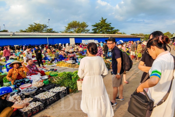 Chị Lý dẫn đầu “binh đoàn” đổ bộ vào khu chợ, tỏa ra thu gom sản vật địa phương.