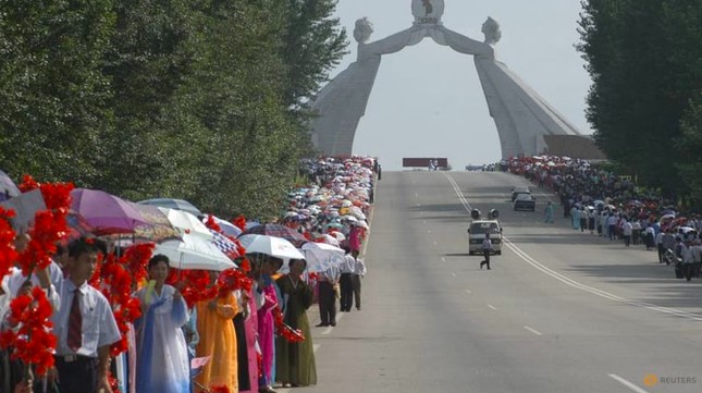 Tượng đài thống nhất ở thủ đô Bình Nhưỡng, Triều Tiên. (Ảnh: Reuters)