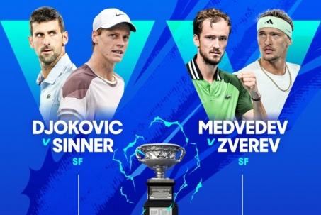 Nhận định bán kết Australian Open: Djokovic "khổ chiến" Sinner, Medvedev đấu Zverev nảy lửa
