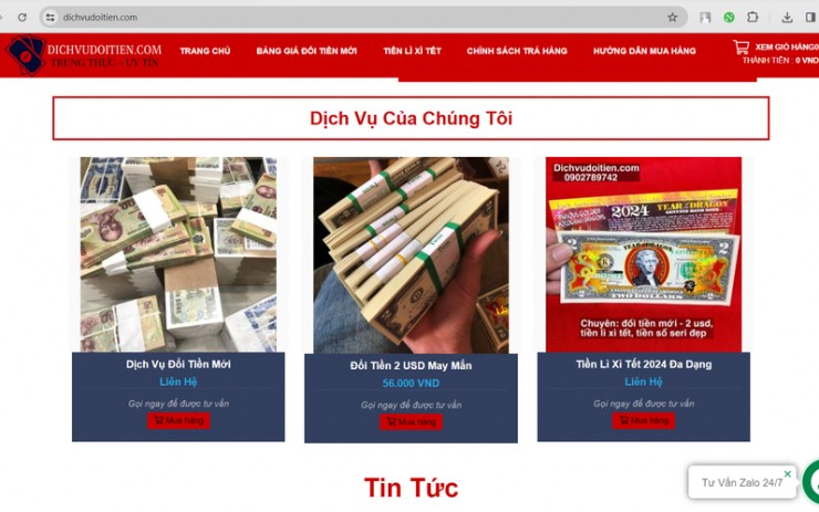 &nbsp;Dịch vụ đổi tiền lẻ nở rộ dịp cuối năm (Ảnh chụp màn hình)