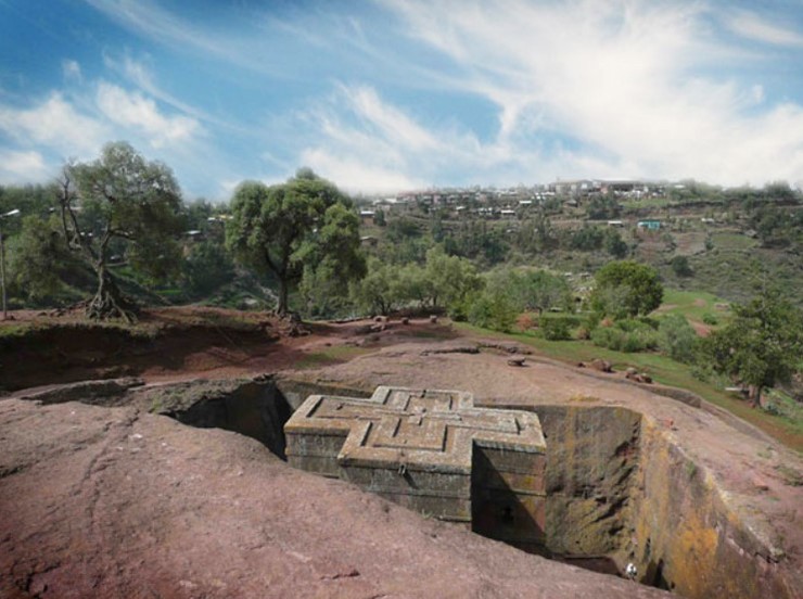 Nhà thờ Thánh George (Lalibela, Ethiopia): Là nhà thờ nổi tiếng nhất ở Lalibela, nhà thờ St. George được chạm khắc hoàn toàn bằng đá theo hình chữ thập.
