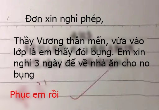 Nội dung lá đơn xin nghỉ phép của cậu bé tiểu học. Ảnh: Phụ nữ mới.