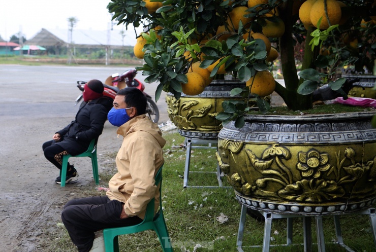 Nhiều tiểu thương co ro trong giá rét, gắng gượng trông hàng, chờ khách đến mua.