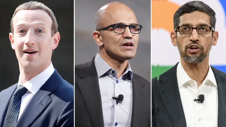 Mark Zuckerberg -&nbsp;CEO&nbsp;Facebook, Satya Nadella -&nbsp;CEO&nbsp;Microsoft, Sundar Pichai&nbsp;-&nbsp;CEO Google (từ trái sang).