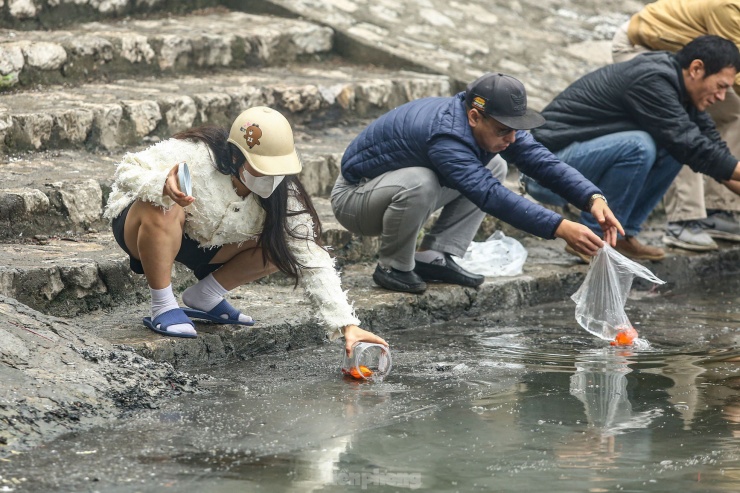 Người thả cá kẻ thả tro hương, mặt nước hồ "biến dị" trong ngày ông Công ông Táo - 20