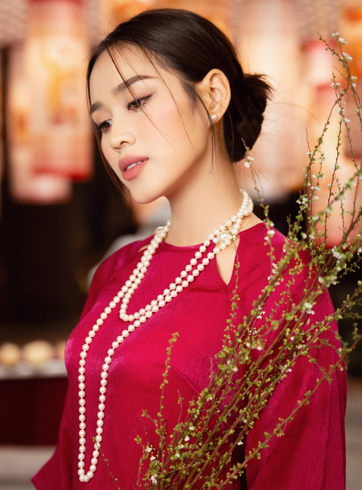 Đỗ Thị Hà diện áo dài dạo phố, khoe sắc ngọt ngào trước thềm Tết nguyên đán 2024 - 9