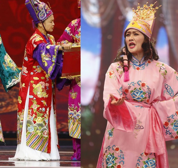 Trong dàn Táo năm nay của Táo quân, NSƯT Tú Oanh (trái) lần đầu tiên tham gia, đảm nhận vai Táo Văn thể của Táo quân 2024. Những năm trước, nghệ sĩ Vân Dung là sao nữ duy nhất đóng vai Táo.
