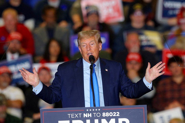 Ông Donald Trump trong một lần tranh cử ở bang New Hampshire - Mỹ gần đây. Ảnh: REUTERS