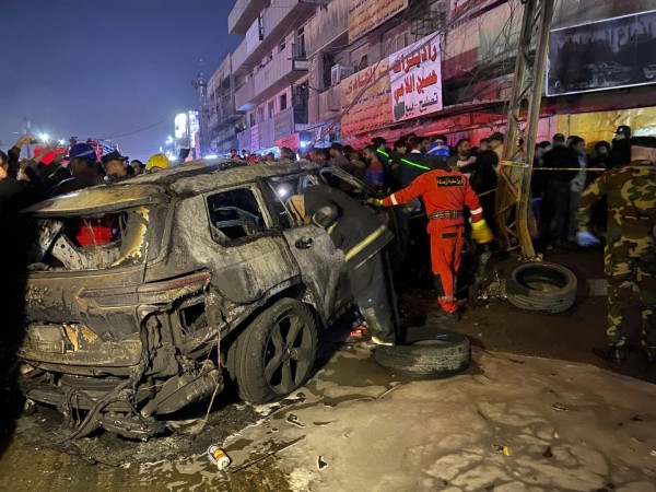 Phương tiện bị Mỹ tấn công tại phía Đông Baghdad. Ảnh AP.&nbsp;