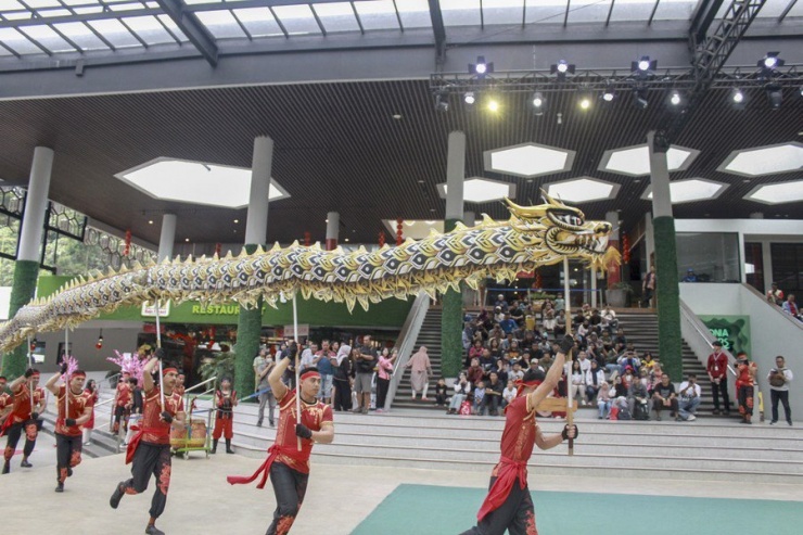 Biểu diễn múa rồng tại vườn thú Taman Safari ở Bogor, Tây Java, Indonesia.