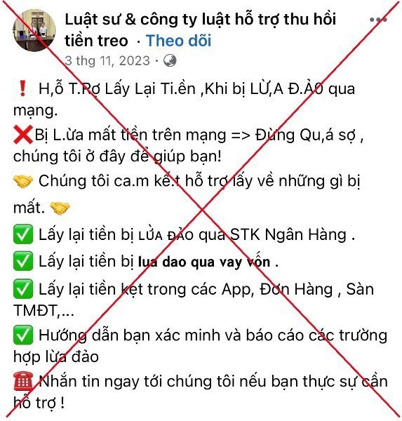 Lừa đảo mạo danh luật sư thu hồi tiền lừa đảo.