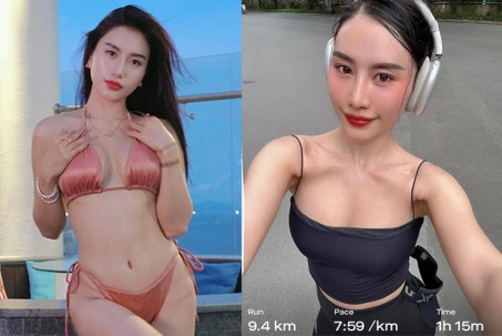 Hot girl phòng Gym Trang Lê 3 vòng ngày càng nóng bỏng & đam mê chạy bộ