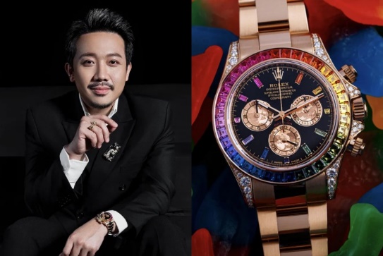 Rolex là thương hiệu mà Trấn Thành yêu thích. Anh sở hữu chiếc Rainbow Daytona Everose Gold, viền bezel đính 36 viên đá quý cắt mang màu sắc cầu vồng. Ngoài ra, 56 viên kim cương được cắt theo kích cỡ khác nhau cũng được bổ sung trên núm điều chỉnh và vấu đồng hồ. Giá bán lẻ của phụ kiện&nbsp;này là khoảng 100.000 USD (khoảng 2,5 tỷ đồng). Trên thị trường thứ cấp năm 2022, món đồ từng được chào bán với mức giá lên đến 1 triệu USD.