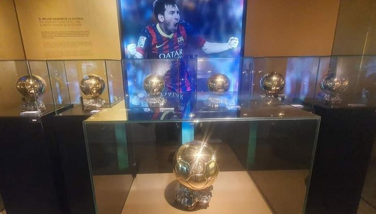 Messi's 7 former Ballon d'Ors are on display at Barcelona's museum