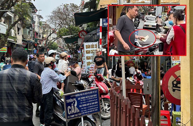 Bãi giữ xe máy tại đền Bạch Mã (phường Hàng Buồm, Hoàn Kiếm) cũng có bảng niêm yết giá, nhưng 2 ngày qua nhân viên bãi xe vẫn thu giá vượt gấp đôi (10.000 đồng/lượt). Nhân viên bãi trông xe tại đền Bạch Mã còn dùng vé tự chế (vòng tròn) rồi quay vòng.