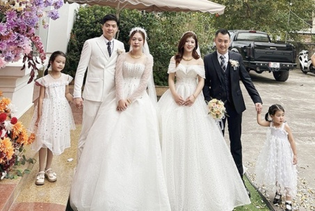 Anh em Nghệ An lấy vợ cùng một ngày, hai cô dâu xinh như hoa hậu
