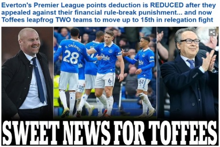 Everton kháng án trừ điểm thành công, leo mấy bậc trên bảng xếp hạng Ngoại hạng Anh?