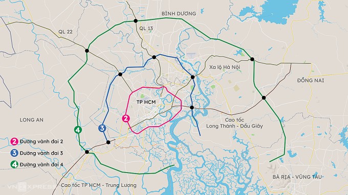 Hướng tuyến của Vành đai 4. Đồ họa: Khánh Hoàng