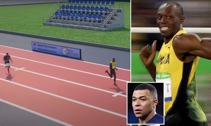 Clip mô phỏng cho thấy Bolt hoàn toàn vượt trội so với Mbappe