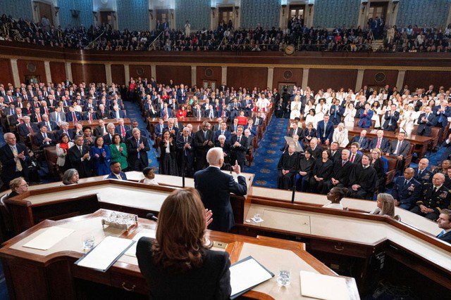 Ông Biden có bài phát biểu kéo dài 1 tiếng 7 phút hôm 7-3 (giờ Mỹ). Ảnh: Reuters