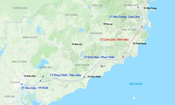 Cao tốc Phan Thiết - Dầu Giây giúp kết nối từ TP HCM đi ra Bình Thuận. Đồ họa: Đăng Hiếu