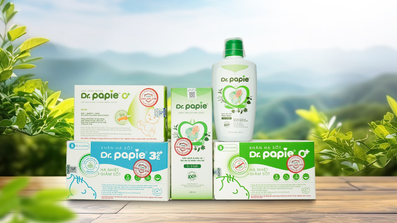 Chương trình áp dụng cho bộ 3 sản phẩm quốc dân: Gạc răng miệng Dr.Papie, Nước tắm gội thảo dược Dr.Papie, Khăn hạ sốt Dr.Papie