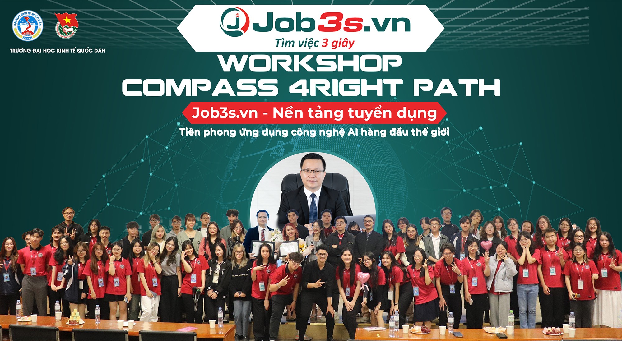 CEO Tony Vũ của Job3s.vn chính thức làm diễn giả chính tại sự kiện Compass 4right path của trường Đại học Kinh tế Quốc Dân diễn ra vào ngày 13/3/2024 vừa qua