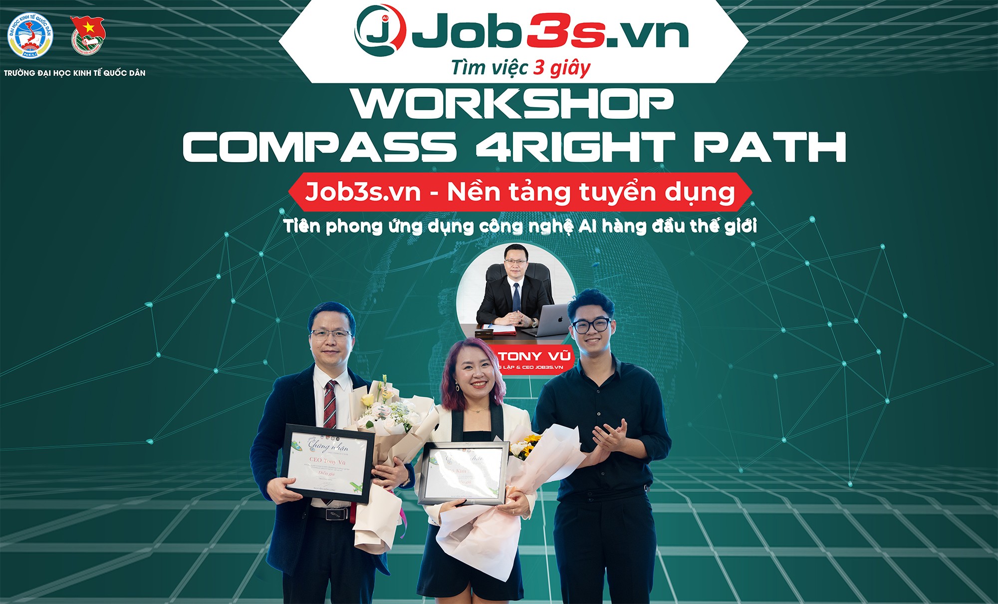 CEO Tony Vũ của Job3s.vn diễn giả được mong chờ nhất tại workshop (Người ngoài cùng bên trái)