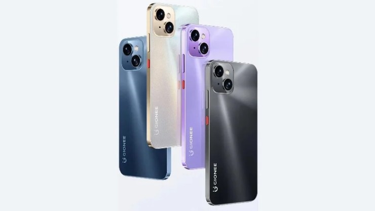 Gionee 13 Pro trông rất giống iPhone 13, nổi bật với camera chéo đặc trưng của Apple và một notch tương tự trên màn hình điện thoại. Tuy nhiên, nút nguồn của sản phẩm có màu đỏ đặc trưng.
