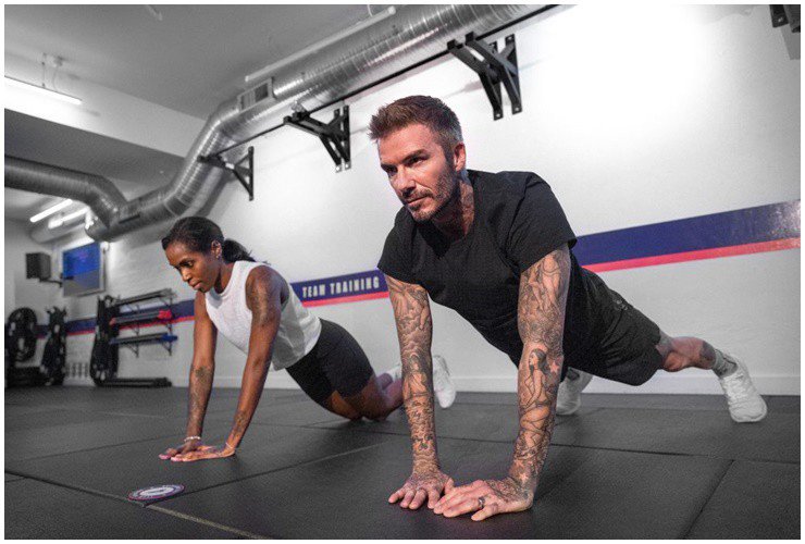 Beckham tập thể hình đều đặn.