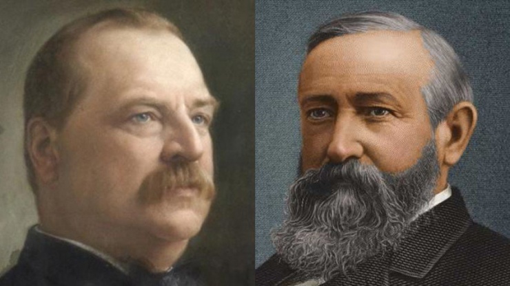 Ông Grover Cleveland (trái) và ông Benjamin Harrison. Ảnh: WHITE HOUSE HISTORICAL SOCIETY