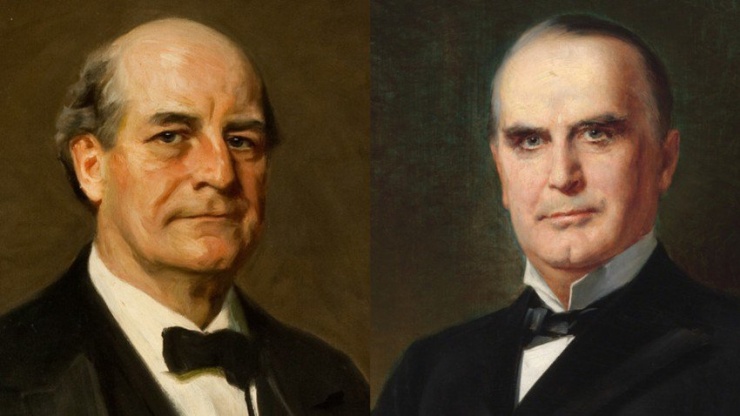 Ông William McKinley (trái) và ông William Jennings Bryan. Ảnh: WHITE HOUSE HISTORICAL SOCIETY