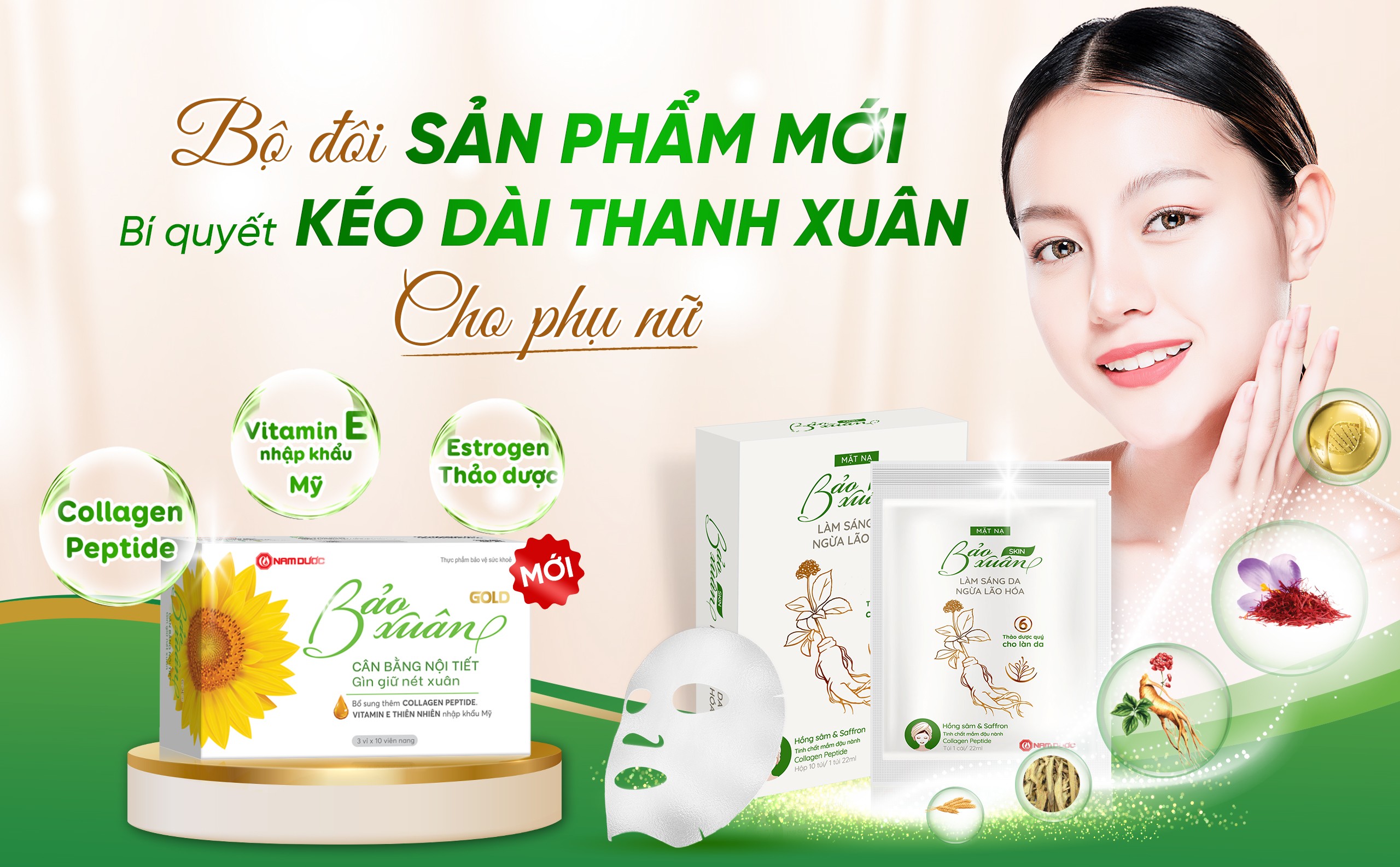 Bảo Xuân Gold và Mặt nạ Bảo Xuân Skin - Bộ đôi hoàn hảo gìn giữ thanh xuân phụ nữ.