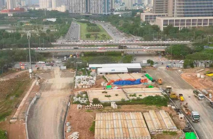Toàn cảnh dự án đường Lê Quang Đạo kéo dài đoạn đấu nối với đại lộ Thăng Long.