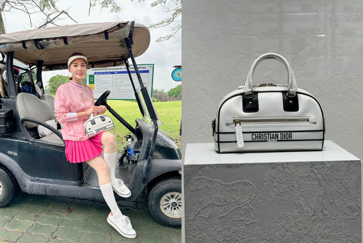 Trong một buổi đi chơi golf, Sam diện chiếc túi&nbsp;Dior Vibe Zip, có giá gần 100 triệu đồng.